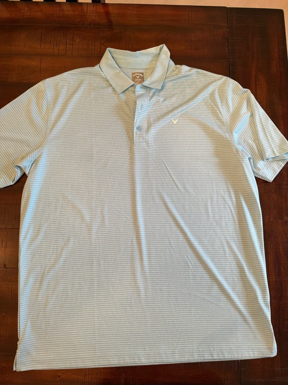 Callaway Light Blue Thin-Stripe Men’s Polo